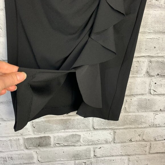 Vince Camuto Black Jersey Knit Ruffle Midi Pencil Skirt - Picture 4 of 11